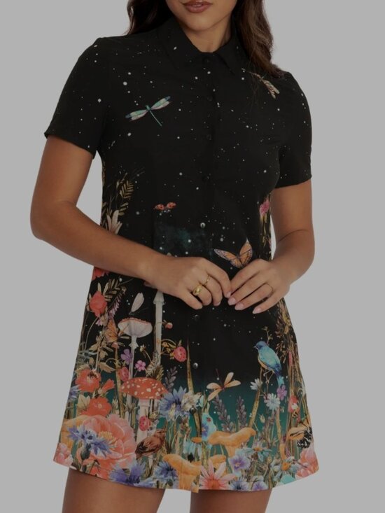 Blackmilk Dresses & Skirts - Blackmilk Fairytale Floral Shirt Dress
